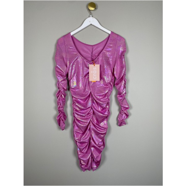 Cras str. 38 <br/> pink snake kjole med bådudskæring - Billede 4