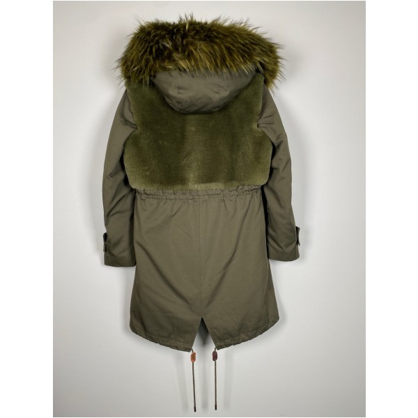 Dondup str. 38 <br/> grøn parka coat med "pels" - Billede 4