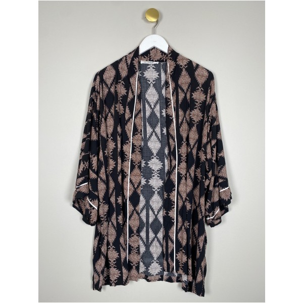 Co'Couture str. L <br/> sort og brun kimono