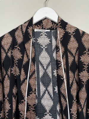 Co'Couture str. L <br/> sort og brun kimono