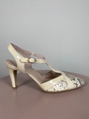 Wonders str. 39 <br/> beige stilet med slangeskindsmønster