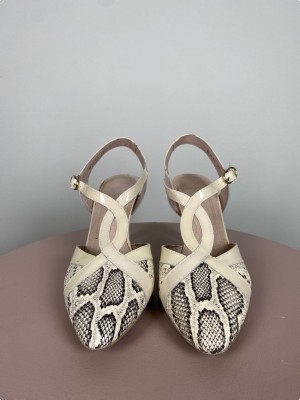 Wonders str. 39 <br/> beige stilet med slangeskindsmønster