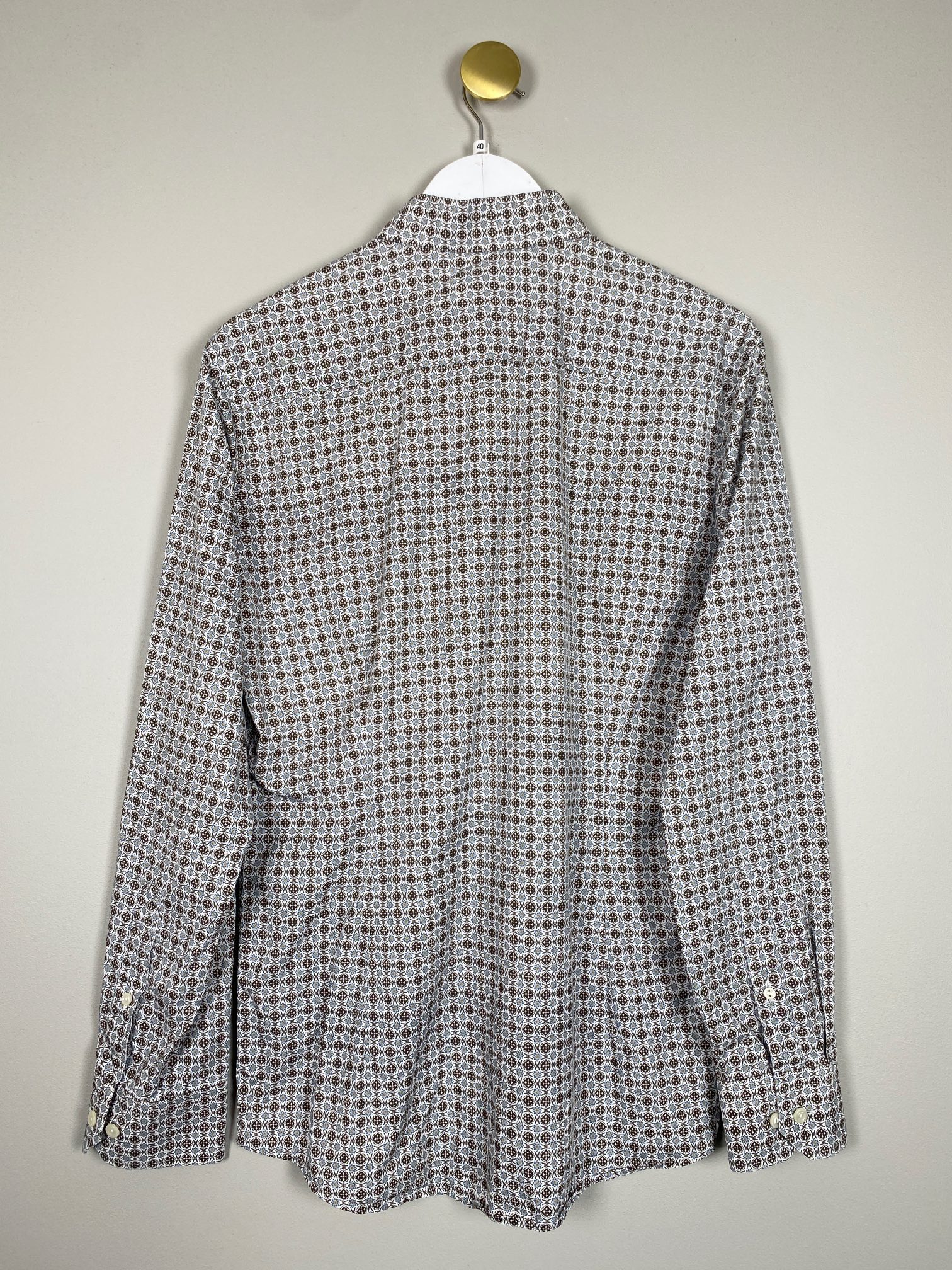 Eton str. 40 <br/> skjorte i brunt og blåt mønster, slim fit - Billede 3