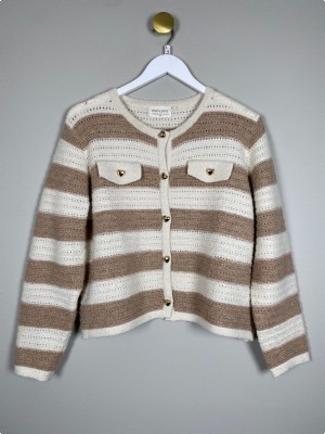 Cherry Paris str. S/M <br/> strikket cardigan med hjerteknapper