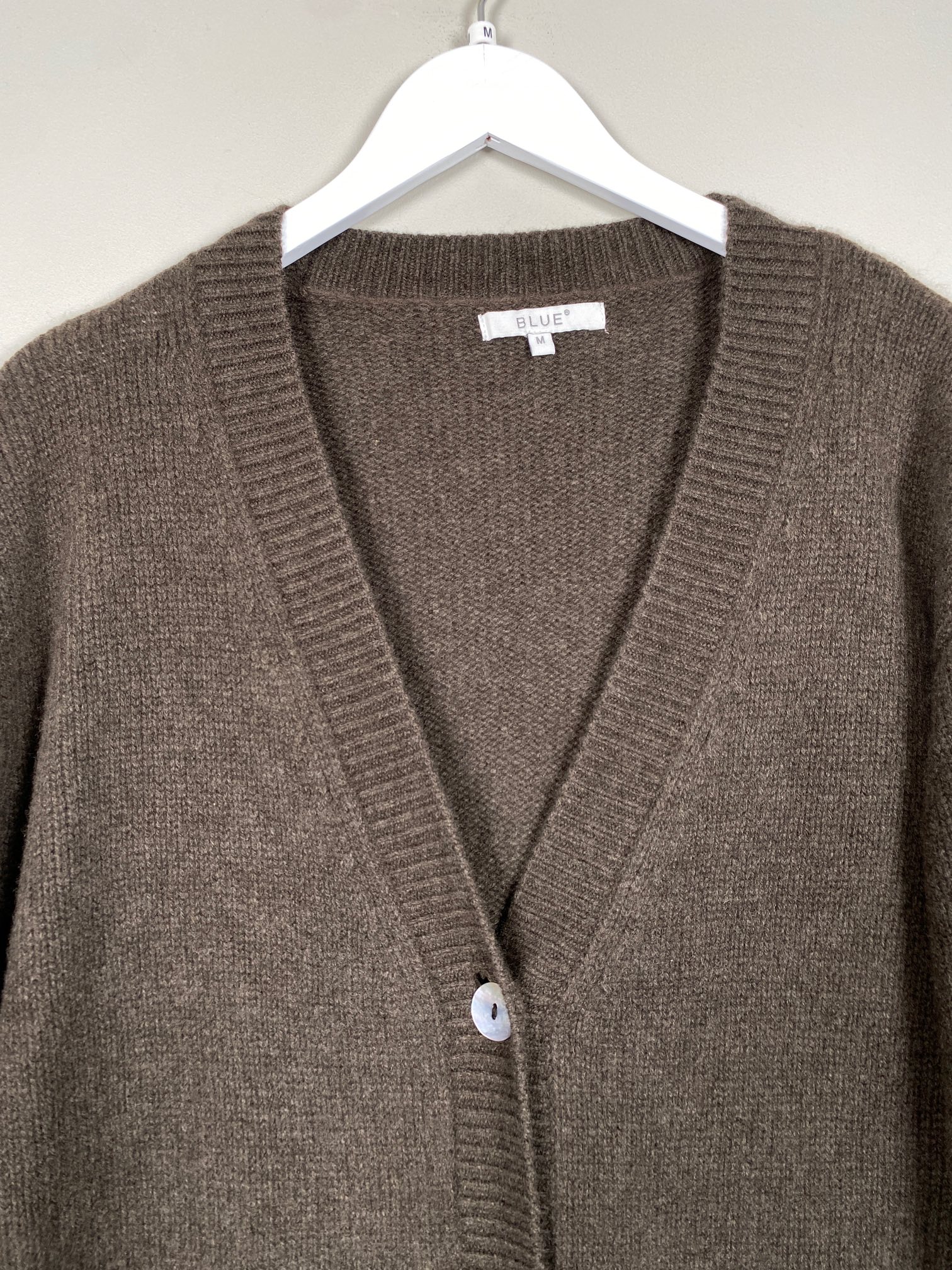 Blue str. M <br/> lang brun cardigan - Billede 3