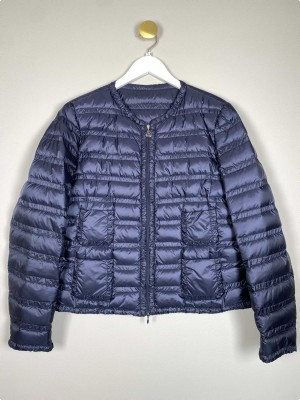 Moncler jakke str. M <br/b> marineblå let dunjakke