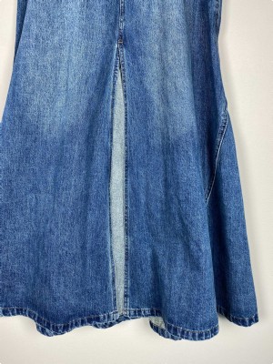 Rabens Saloner str. S <br/> lang denimnederdel med slids