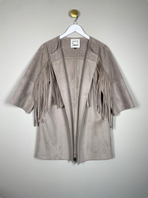 Karen By Simonsen str. 38 <br/> ruskindsjakke med frynser