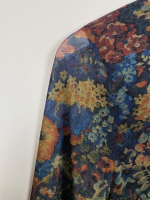 Ganni str. 36 <br/> blomstret mesh-bluse