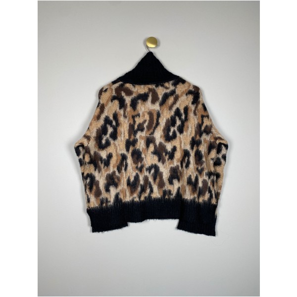 By Malene Birger str. S <br/>sort strik med leopardmønster - Billede 3