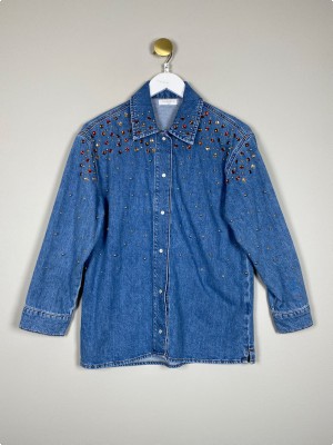 Sandro str. XS/S <br/> denimskjorte med sten