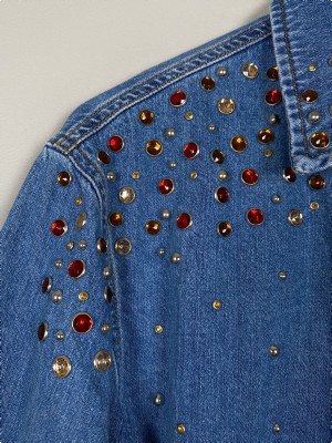 Sandro str. XS/S <br/> denimskjorte med sten