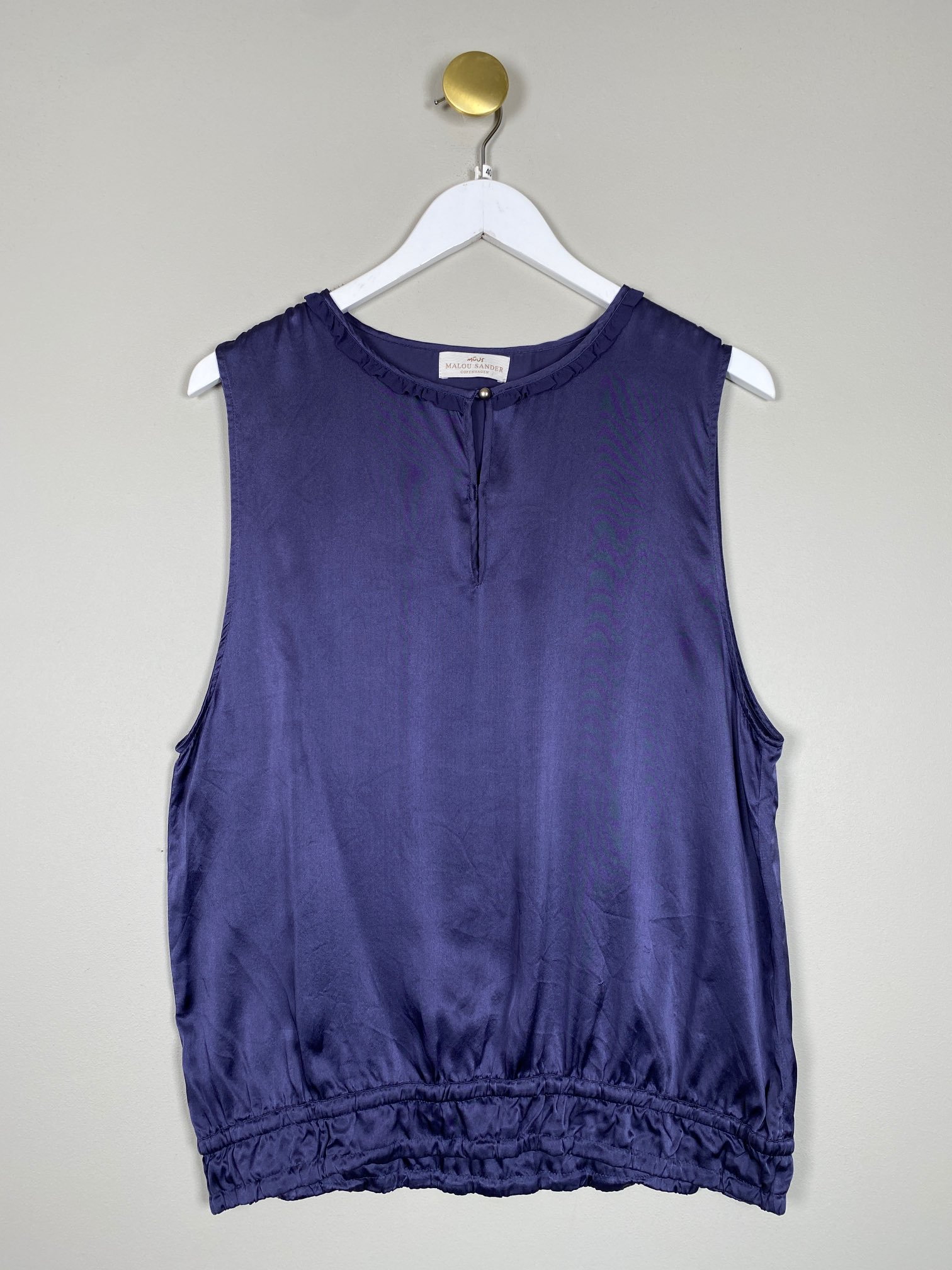 Malou Sander str. 40 <br/> blå silketop