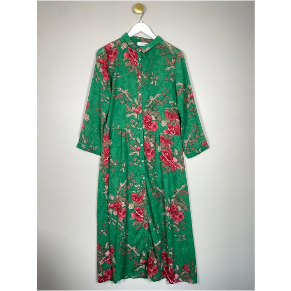 Co'Couture str. L <br/> blomstret grøn kjole