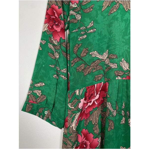 Co'Couture str. L <br/> blomstret grøn kjole - Billede 4