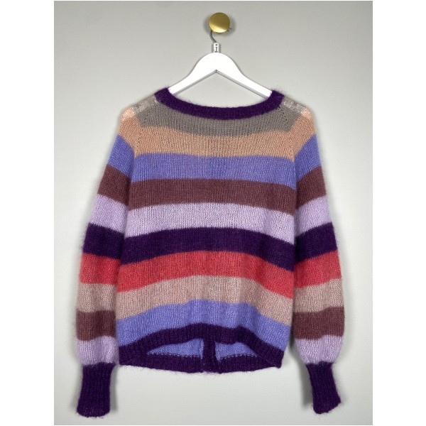 Cardigan str. M/L <br/> stribet, hjemmestrikket - Billede 3