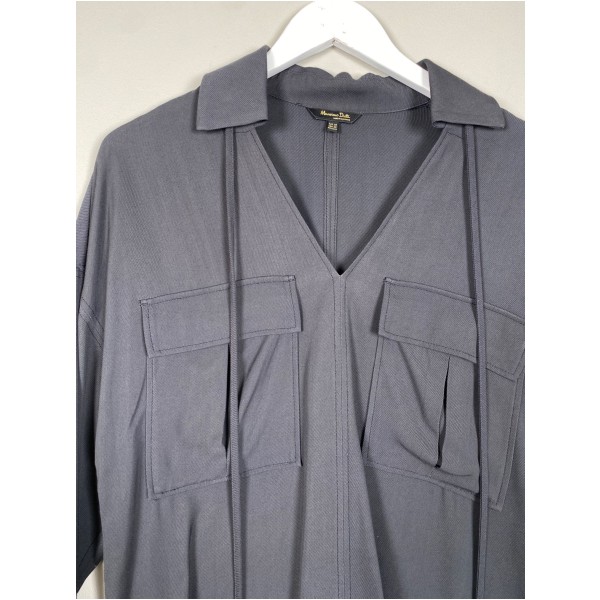 Massimo Dutti str. XS <br/>grå bluse med v-udskæring - Billede 2