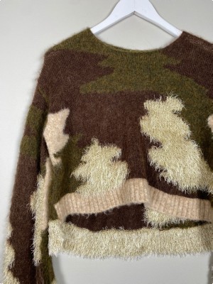 Semicouture str. XS <br/> kort strik, brun, grøn og beige