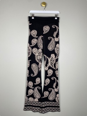 Odd Molly str. XS <br/> sort strikket buks med beige mønster