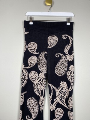 Odd Molly str. XS <br/> sort strikket buks med beige mønster