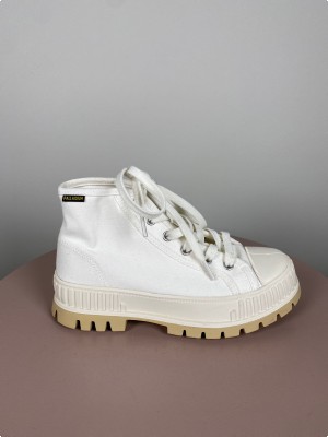 Palladium str. 36 <br/> råhvid canvas støvle