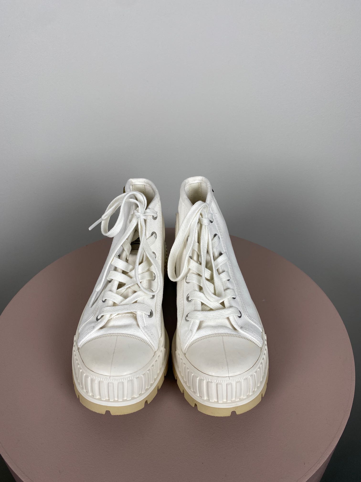 Palladium str. 36 <br/> råhvid canvas støvle - Billede 3