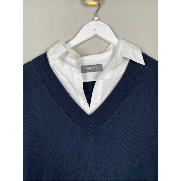 Mos Mosh str. L <br/> skjorte med navy vest - Billede 2