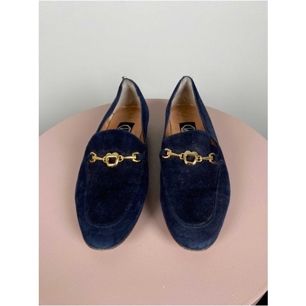 Kello str. 39 <br/> navy loafers med guld detalje - Billede 2