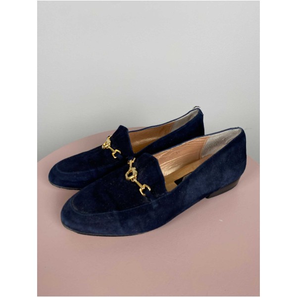 Kello str. 39 <br/> navy loafers med guld detalje - Billede 3