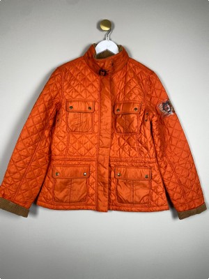 Ilse Jacobsen str. 36 <br/> orange jakke med fløjlsdetalje ved kraven
