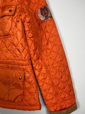 Ilse Jacobsen str. 36 <br/> orange jakke med fløjlsdetalje ved kraven