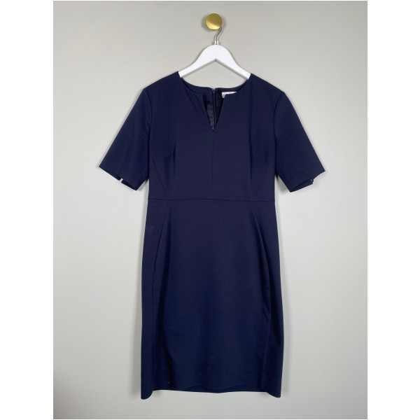 InWear str. 40 <br/> navy knælang kjole med v-detalje