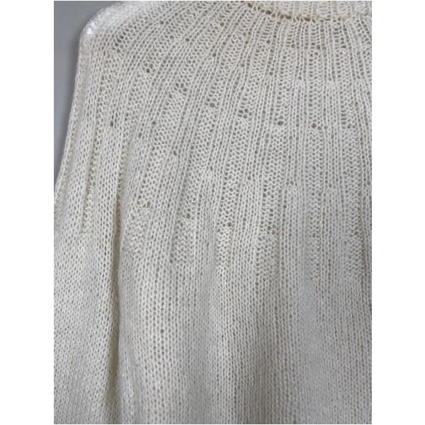 Strik str. S/M <br/> hvid sweater - Billede 2