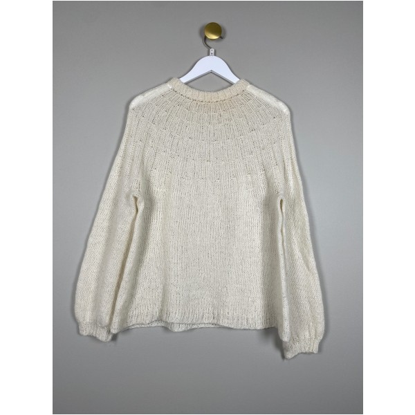 Strik str. S/M <br/> hvid sweater - Billede 3