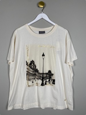 Mos Mosh str. L <br/> råhvid t-shirt med tryk