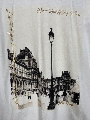Mos Mosh str. L <br/> råhvid t-shirt med tryk