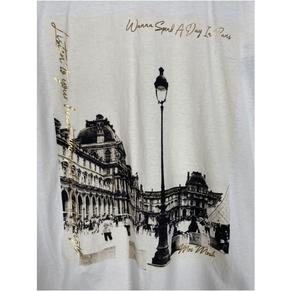 Mos Mosh str. L <br/> råhvid t-shirt med tryk - Billede 2
