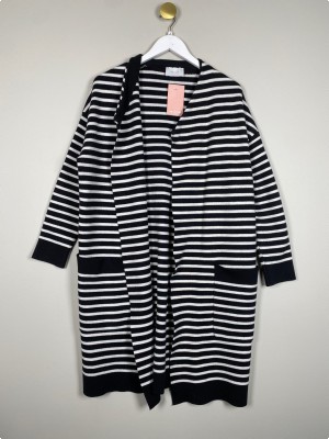 Neo noir lang stribet cardigan str. L