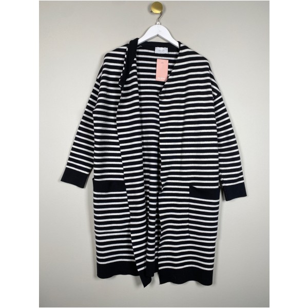Neo noir lang stribet cardigan str. L
