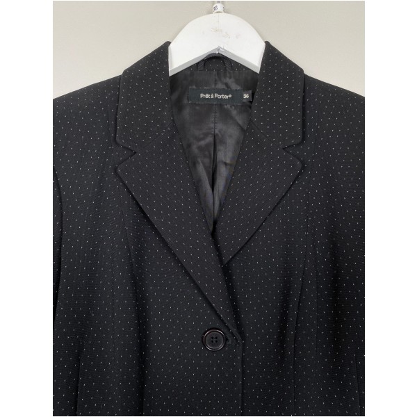 Pret a Porter str. 36 <br/> sort blazer med små prikker - Billede 2