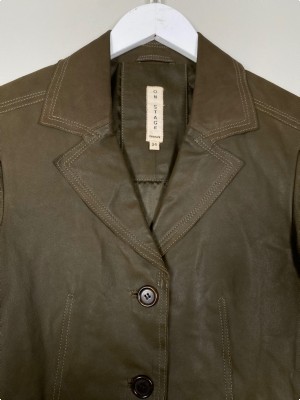 Onstage str. 34 <br/> skindjakke, mørk olivengrøn