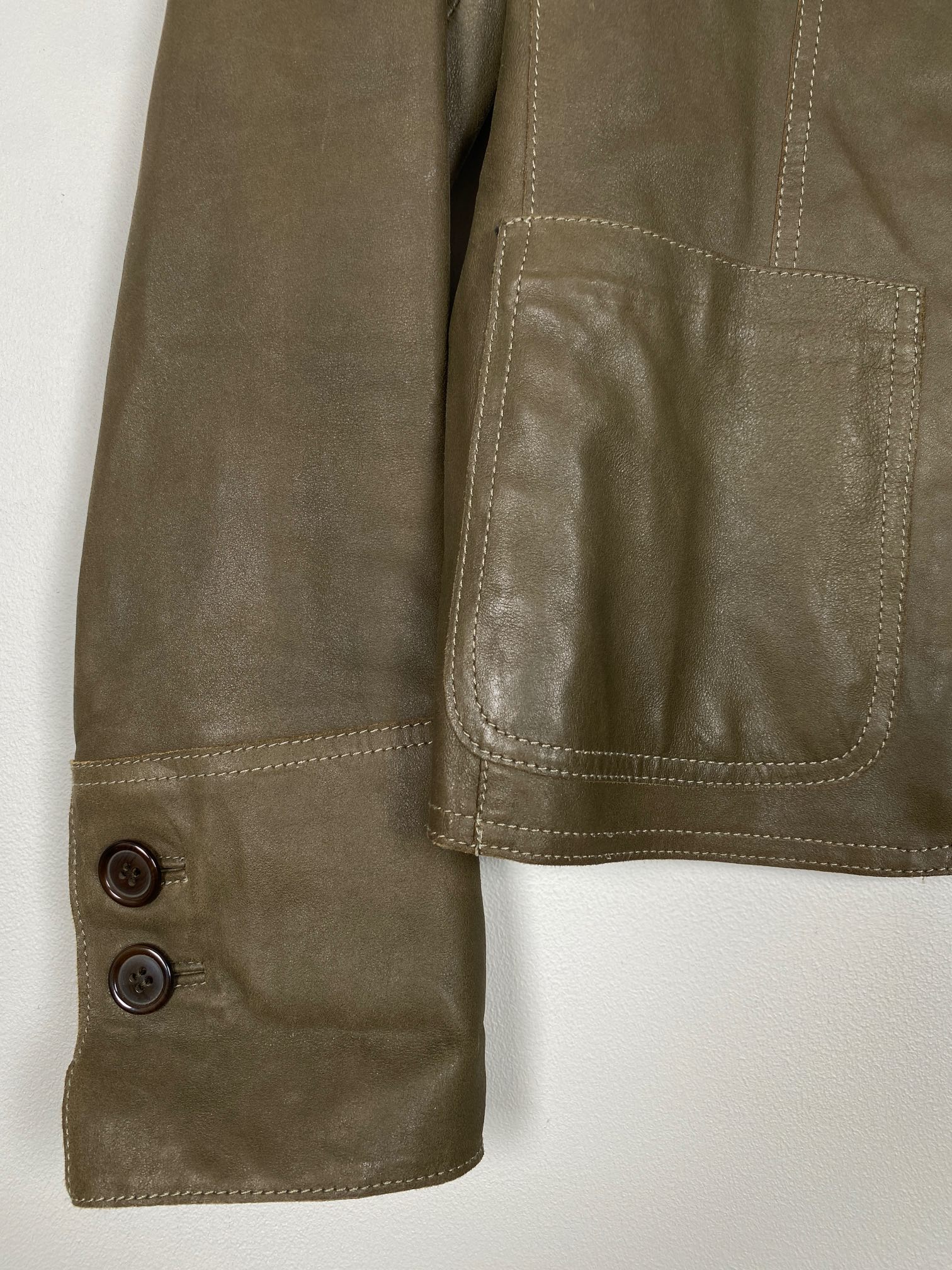 Onstage str. 34 <br/> skindjakke, mørk olivengrøn - Billede 4