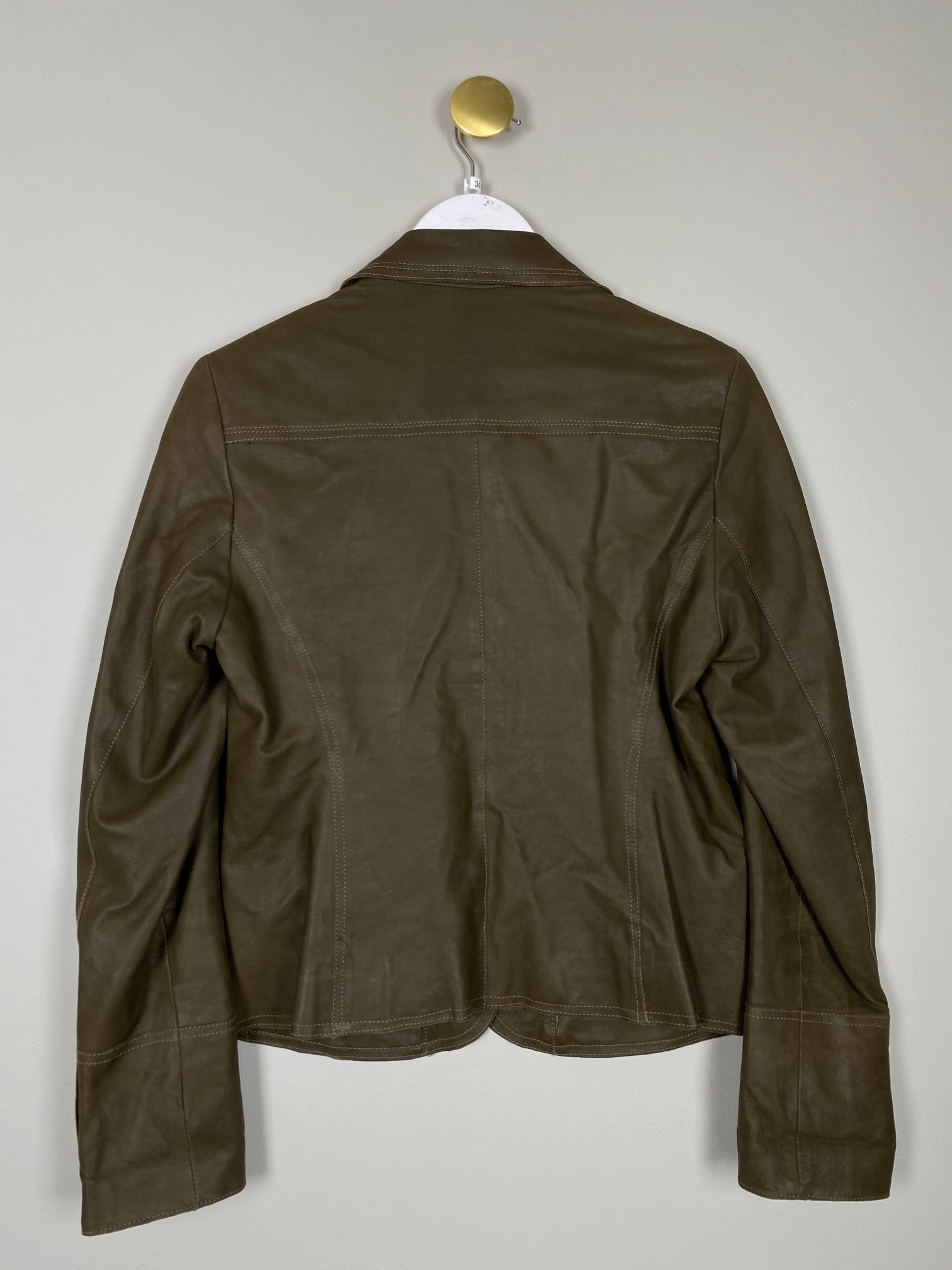 Onstage str. 34 <br/> skindjakke, mørk olivengrøn - Billede 3