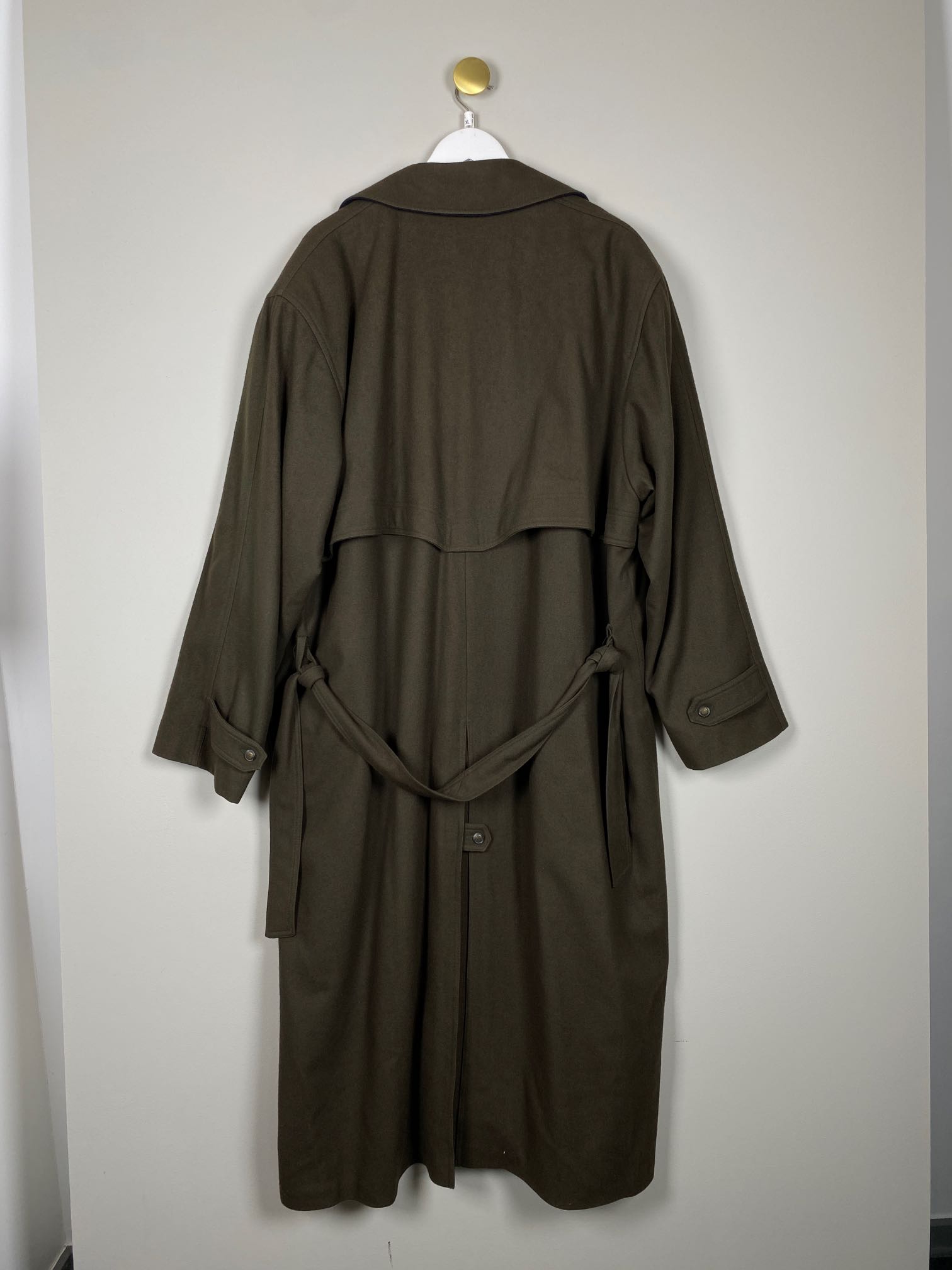Sand str. L/XL <br/> lang brun uldfrakke - Billede 4