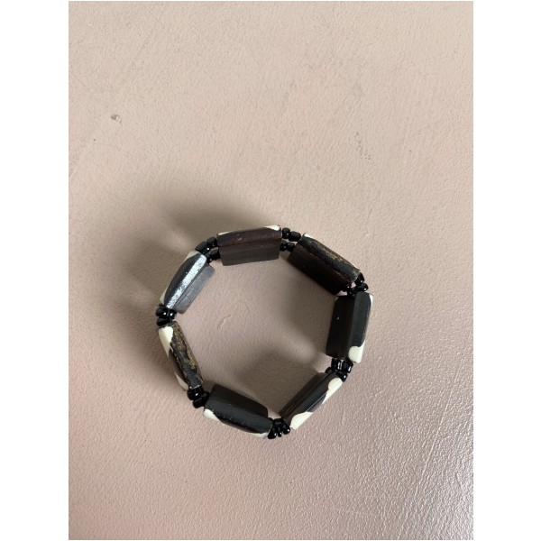 Armbånd <br/b> i ben i sort og hvid - Billede 2