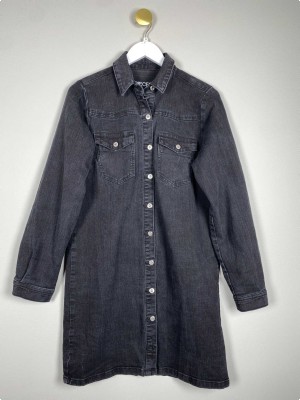 Pieces str. M <br/> sort denimkjole