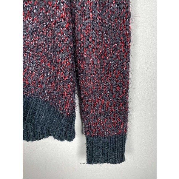 CoCouture str. M <br/> sort strik med røde tråde - Billede 2