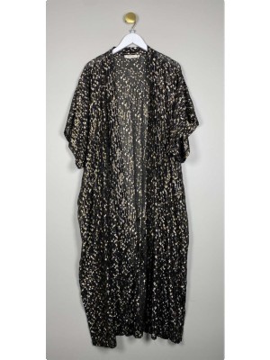 Rabena str. M <br/> sort kimono med guld detaljer