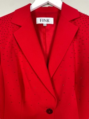 Fink rød blazer med perler str. 38