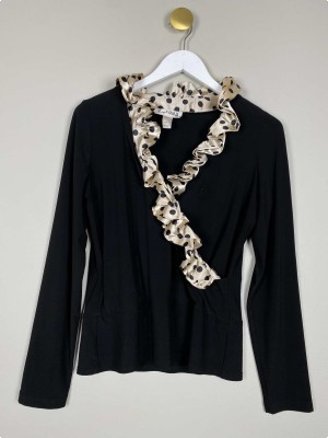 Joseph Rilkoff sort bluse med prikket kant